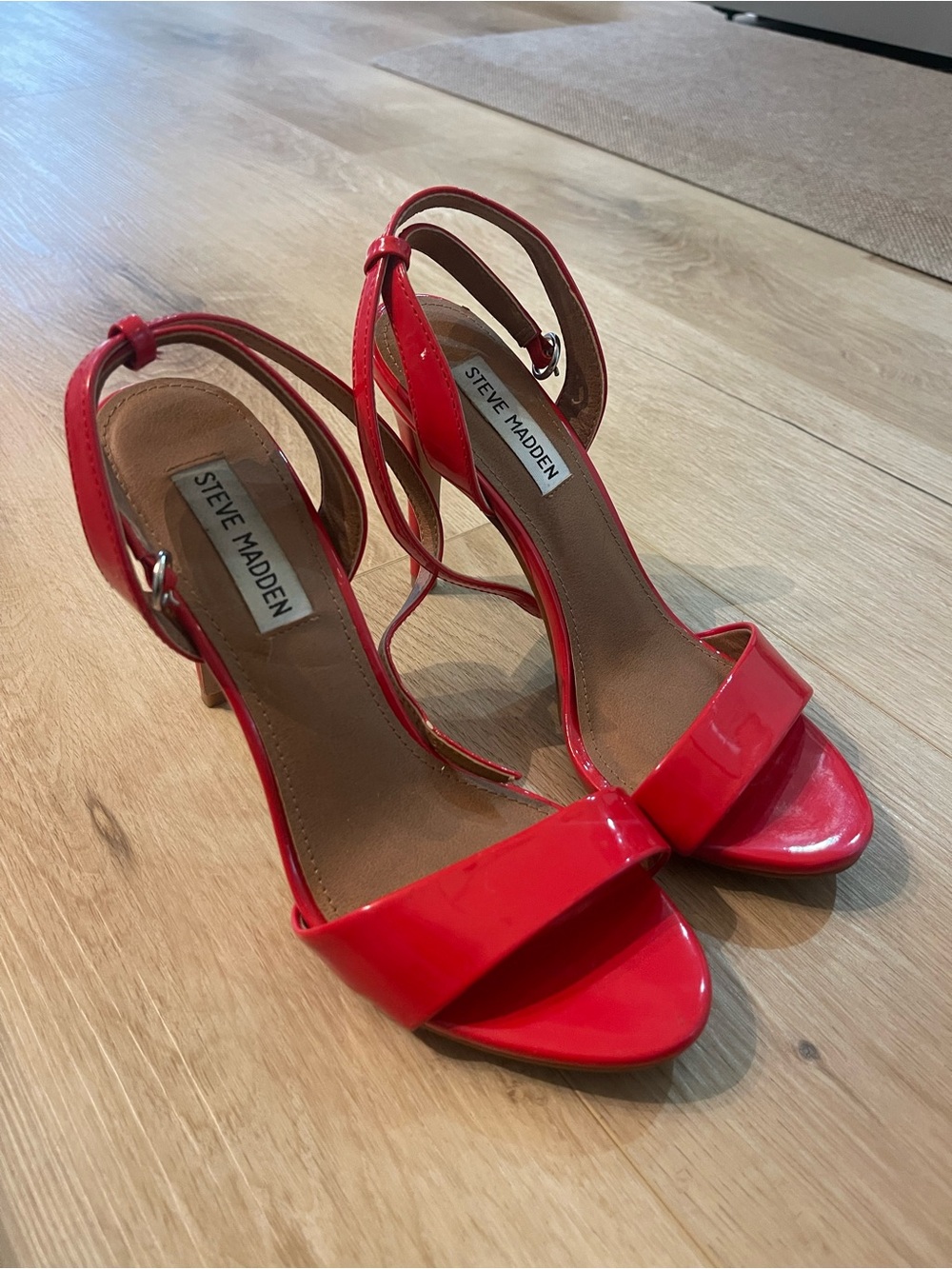 Steve Madden Bright Red Patent Strappy High Heel